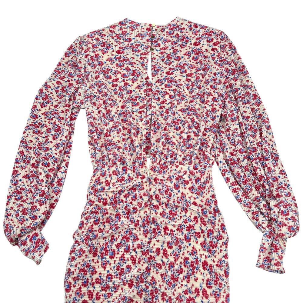 SABINA MUSAYEV Capella Print Pleated Knit Mini Dress XS Ivory Floral Multi Print - Picture 10 of 11